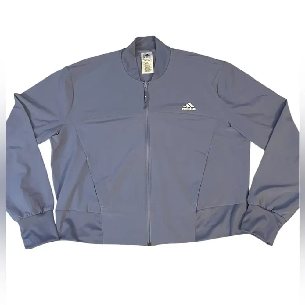 Adidas Women Aero Ready Cropped Windbreaker Track Jacket Size XL Violet Retro - Picture 1 of 7